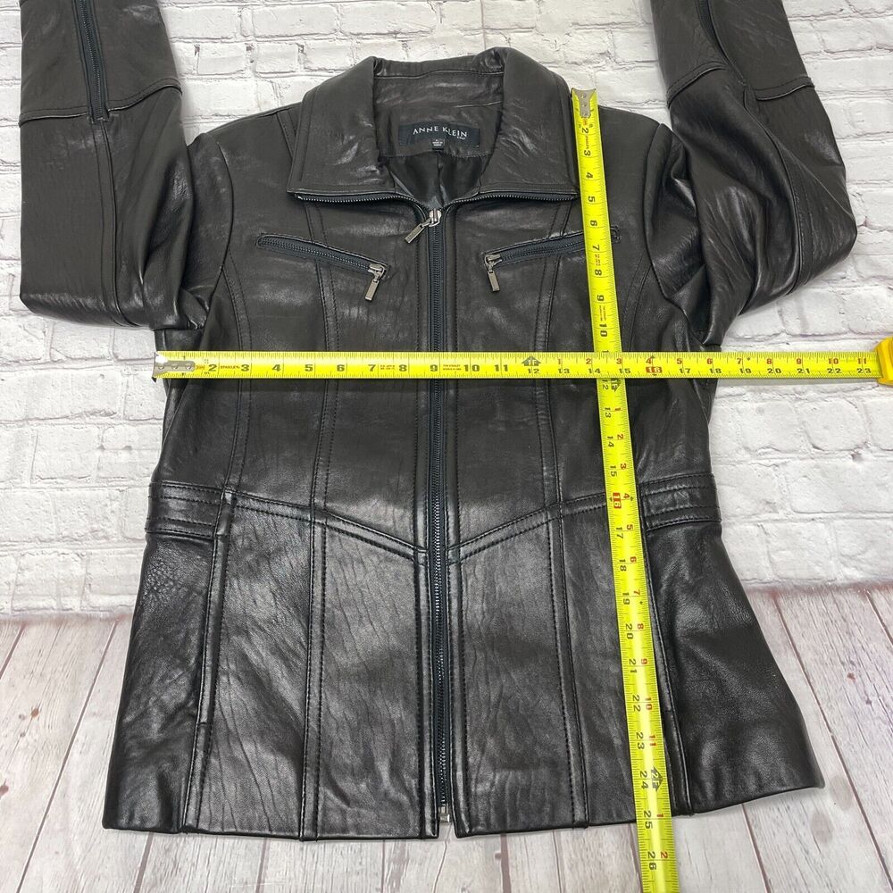 Anne Klein Women 100% Leather Full Zip Jacket Size Large M290 -4 - Picture 2 of 15